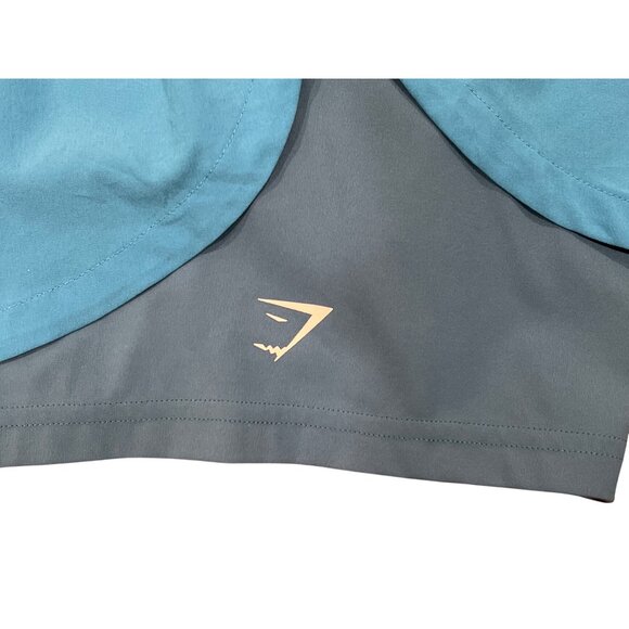 Gymshark Womens Dual-Layer Athletic Shorts XL Polyester/Nylon Blue & Teal - Picture 5 of 6